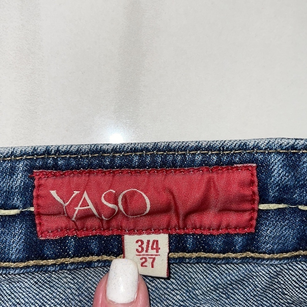 Yaso Distressed Straight Leg Jeans Size 3/4 27 - Picture 3 of 4